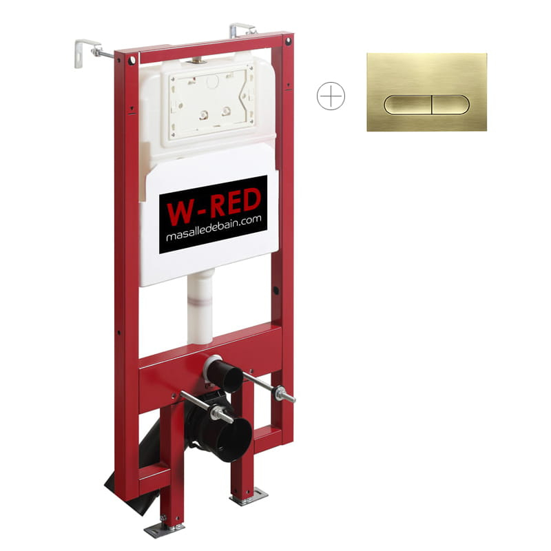 Bati-support EXTRA PLAT universel, plaque de déclenchement double touche rectangulaire W-RED