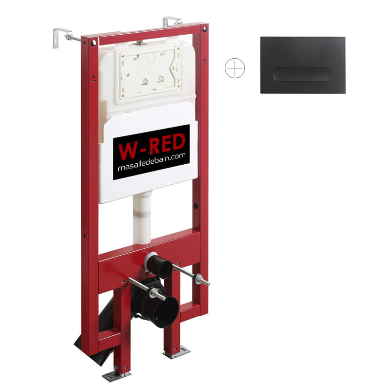 Bati-support EXTRA PLAT universel, plaque de déclenchement double touche rectangulaire W-RED