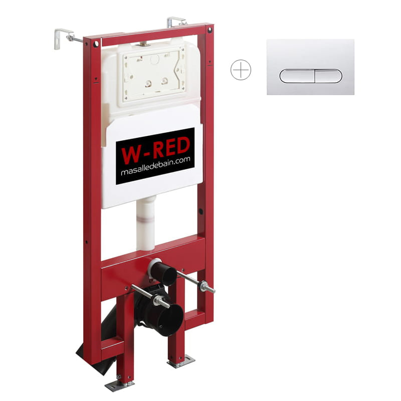 Bati-support EXTRA PLAT universel, plaque de déclenchement double touche rectangulaire W-RED