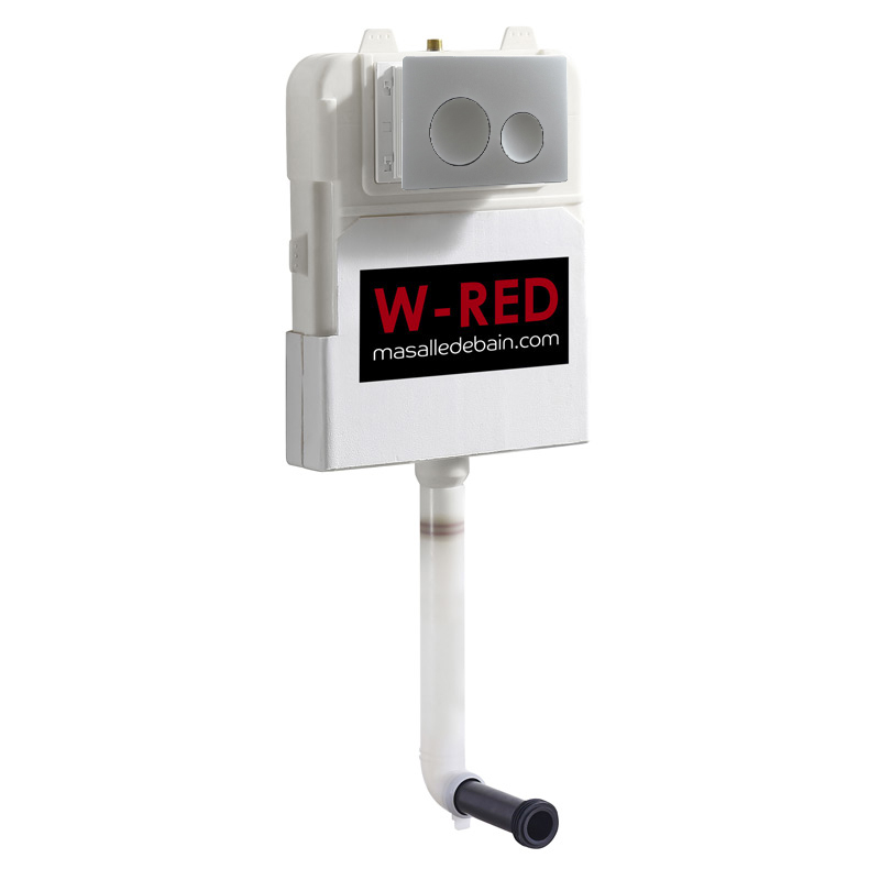 Réservoir mural extra plat pour WC indépendant avec plaque,  W-RED