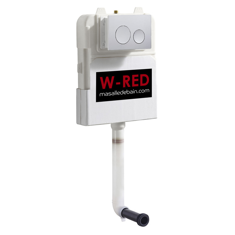 Réservoir mural extra plat pour WC indépendant avec plaque,  W-RED