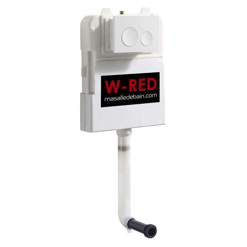 Réservoir mural extra plat pour WC indépendant avec plaque,  W-RED