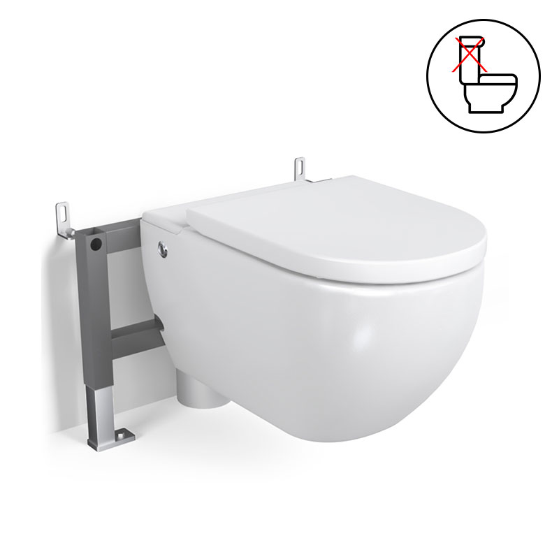 WC suspendu ne nécessitant pas de réservoir + abattant + bâti-support, W2.0