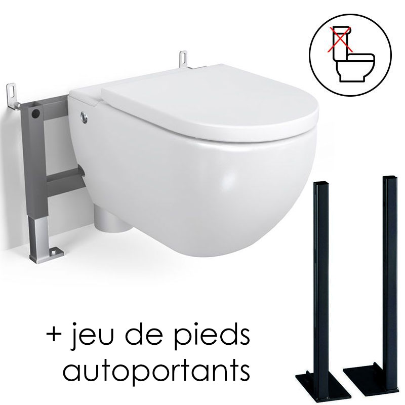 WC suspendu ne nécessitant pas de réservoir + abattant + bâti-support, W2.0