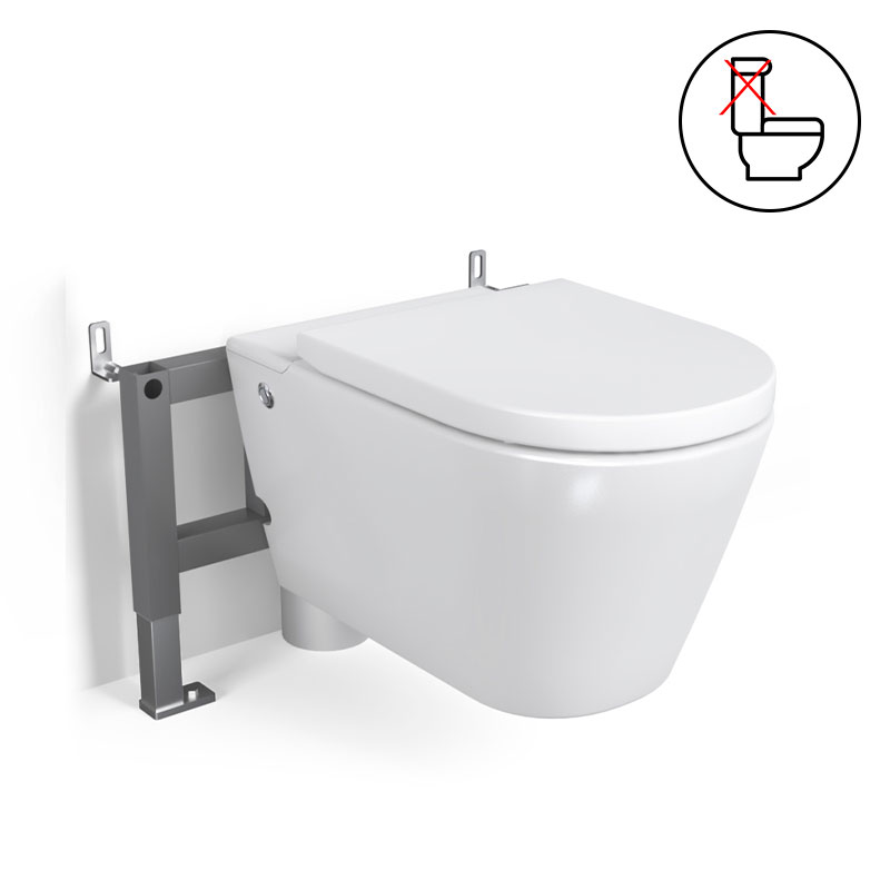 WC suspendu ne nécessitant pas de réservoir + abattant + bâti-support, W1.0