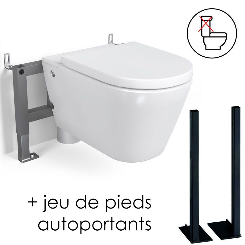 WC suspendu ne nécessitant pas de réservoir + abattant + bâti-support, W1.0