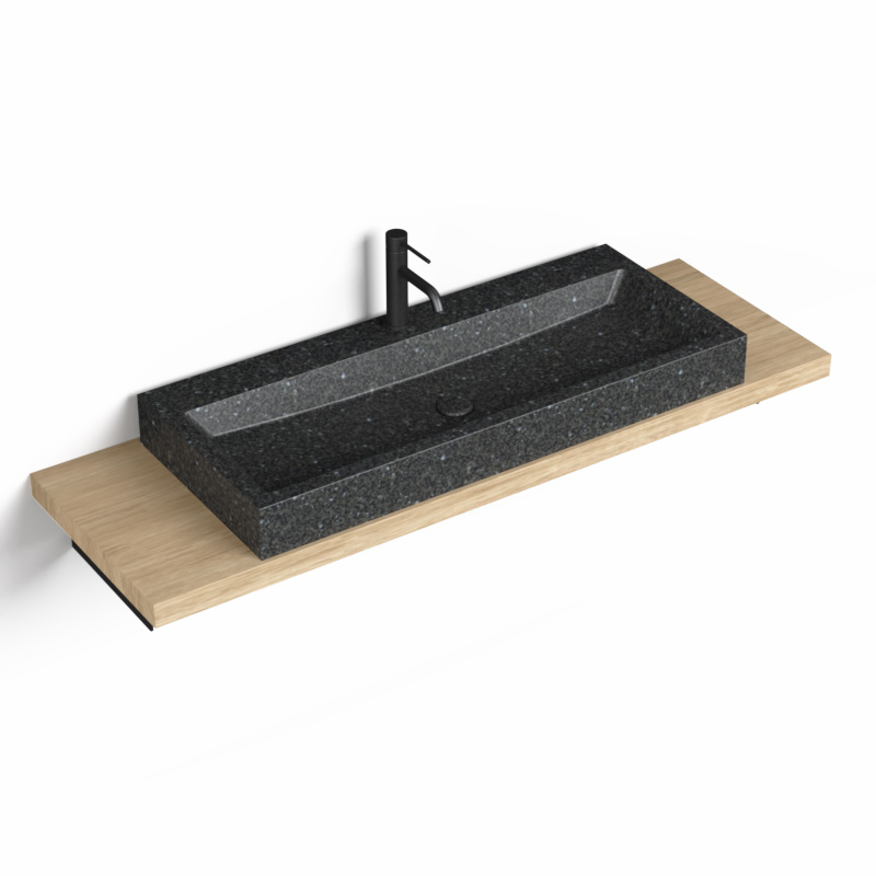 Plan source + Vasque Terrazzo, 140 cm, Black