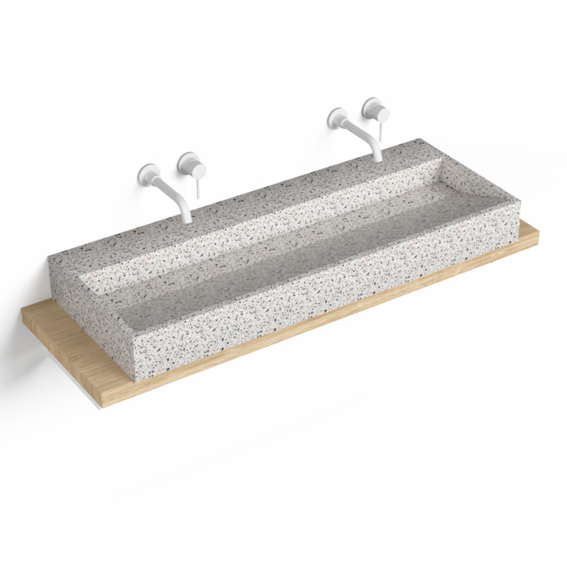 Plan source + Vasque Terrazzo, 140 cm, White