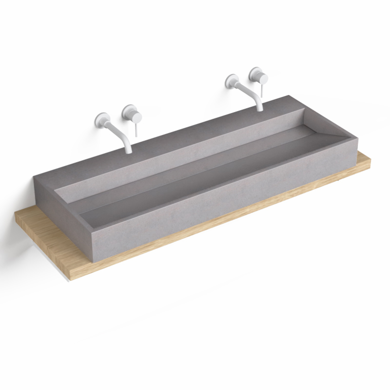 Plan source + Vasque Terrazzo, 140 cm, Gris Concrete