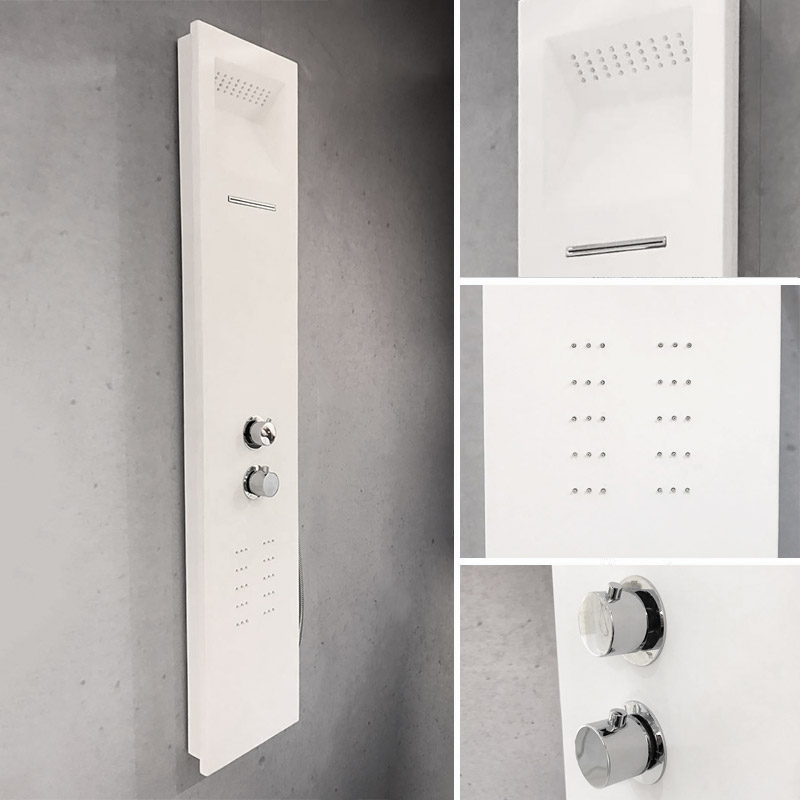 Plano, panneau de douche hydromassant, thermostatique, Solid Surface