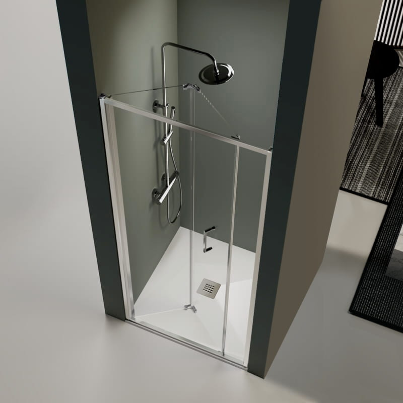 Porte de douche pliable sur mesure, chromé, de 66 à 94 cm  Prisma