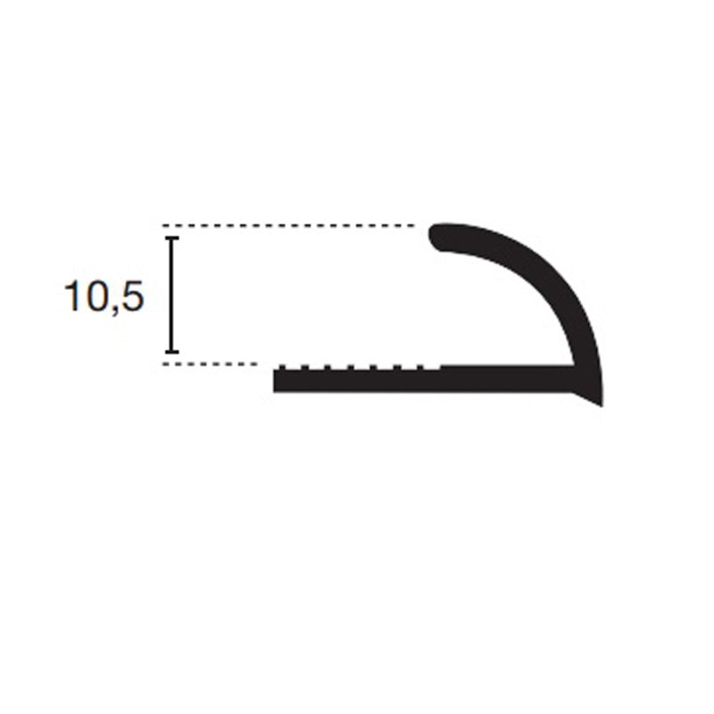 Profilé aluminium 1/4 de rond  10.5mm 260cm, 3 coloris