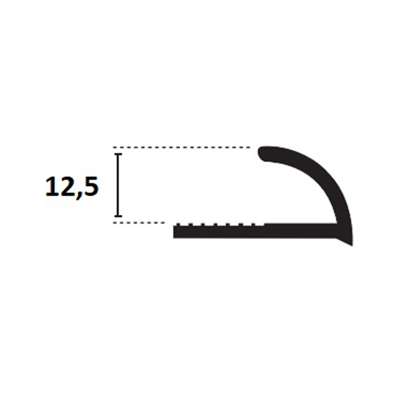 Profilé aluminium 1/4 de rond  12.5mm 260cm, 2 coloris