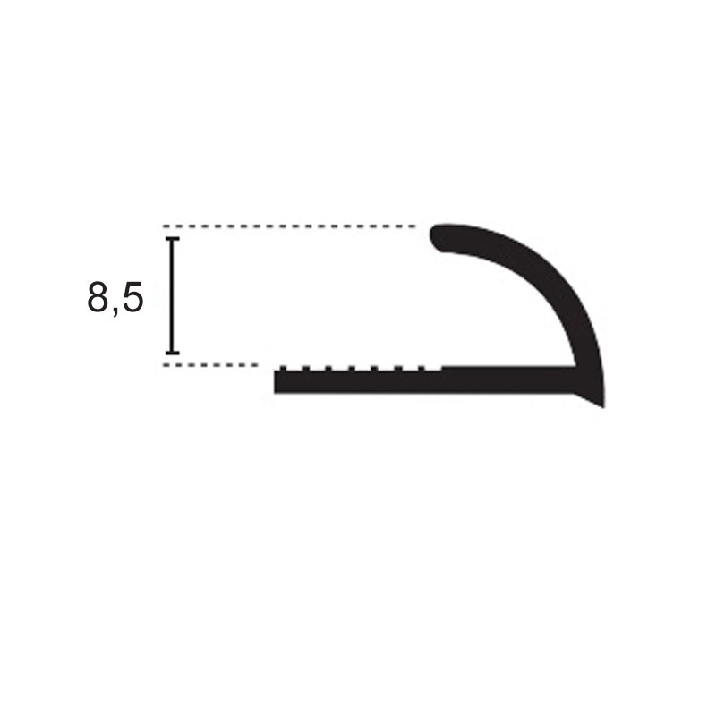 Profilé aluminium 1/4 de rond 8.5mm 260cm, 2 coloris