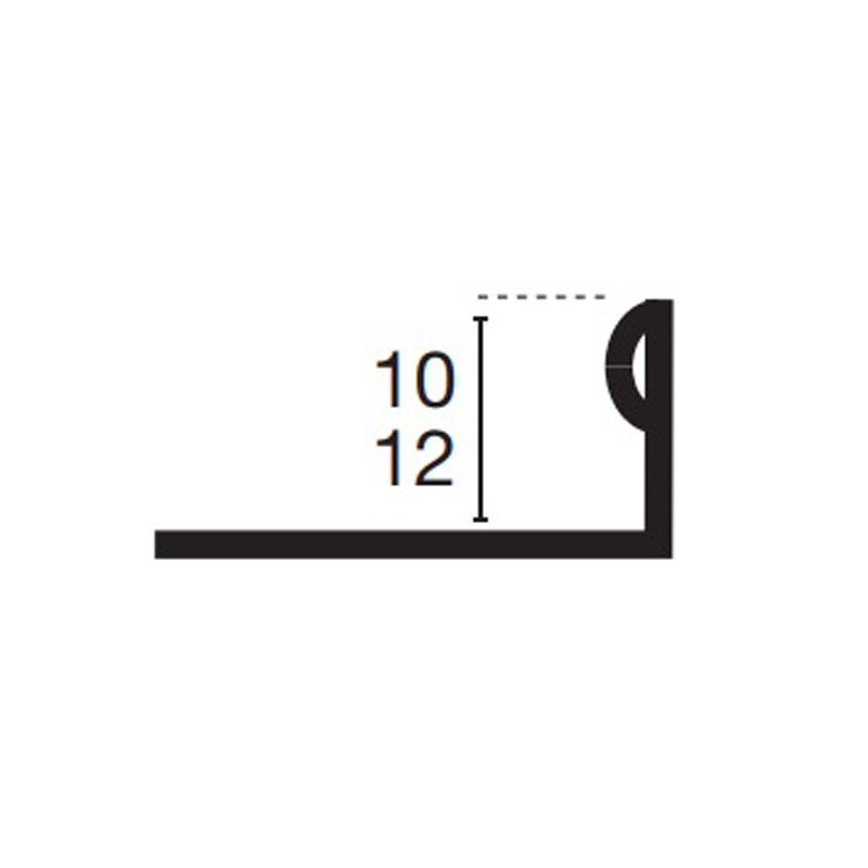 Profilé inox en L 2 hauteurs,  10mm et 12mm en 260cm