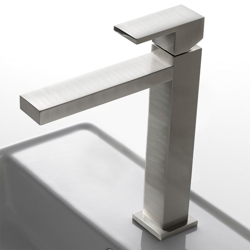 Robinet Mitigeur Lavabo Haut Carré, nickel brossé, "Q" bec 252 mm