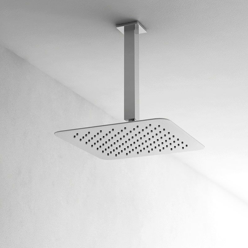 Pommeau de douche carré Qube, 2 dimensions, avec bras de douche plafond 25cm