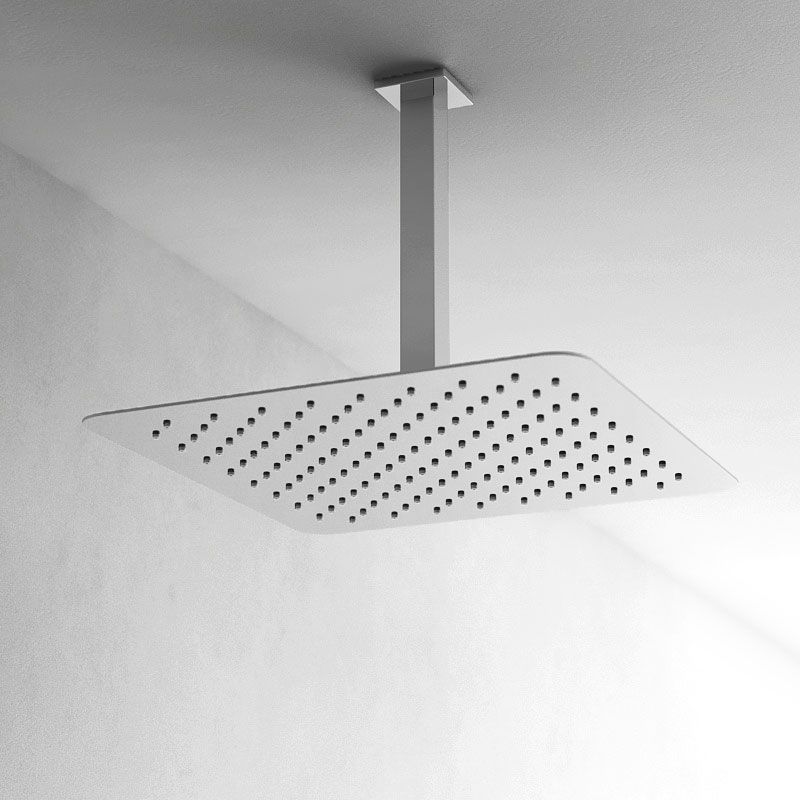 Pommeau de douche carré Qube, 2 dimensions, avec bras de douche plafond 25cm