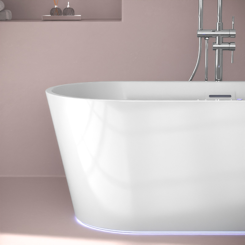 Baignoire îlot, Balnéo Brillant, 170x75x60 cm, Balnéo Air + LED, Résia