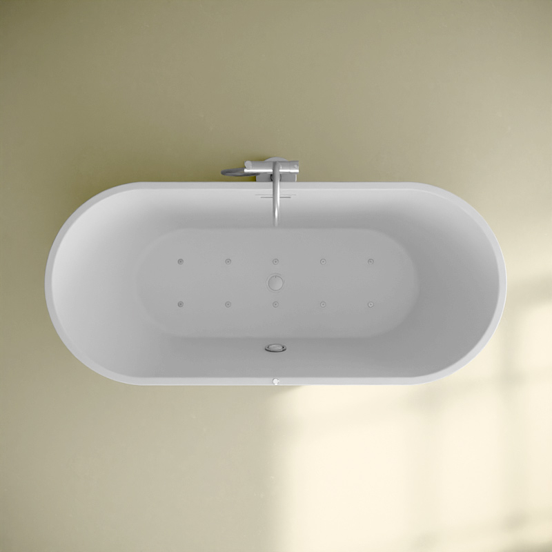 Baignoire îlot, Balnéo Mat, 170x75x60 cm, Balnéo Air + LED, Résia
