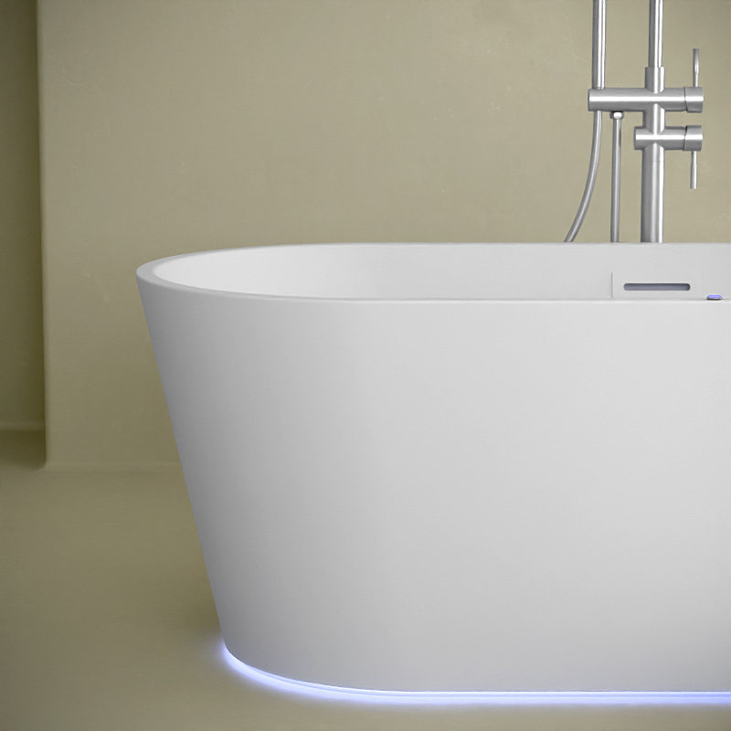 Baignoire îlot, Balnéo Mat, 170x75x60 cm, Balnéo Air + LED, Résia