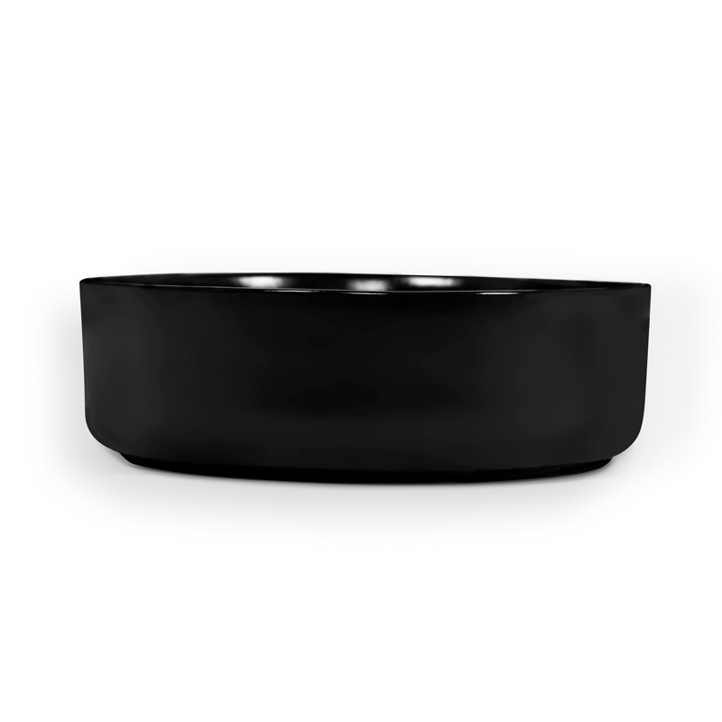 Vasque à poser Ø34,5 cm ronde, céramique, Noir Brillant, made in France, Rosalie