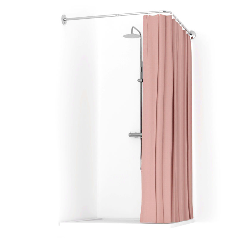 Rideau de douche 150, 200 ou 300 x 200 cm, lin Rose Poudré, Lino