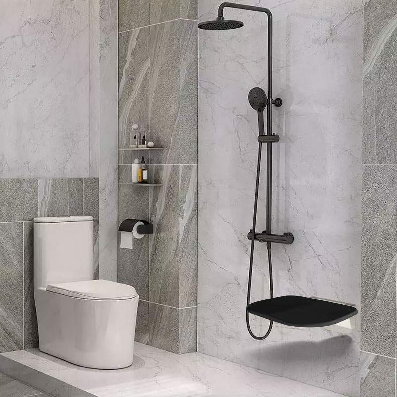 Siège de douche repliable, Noir