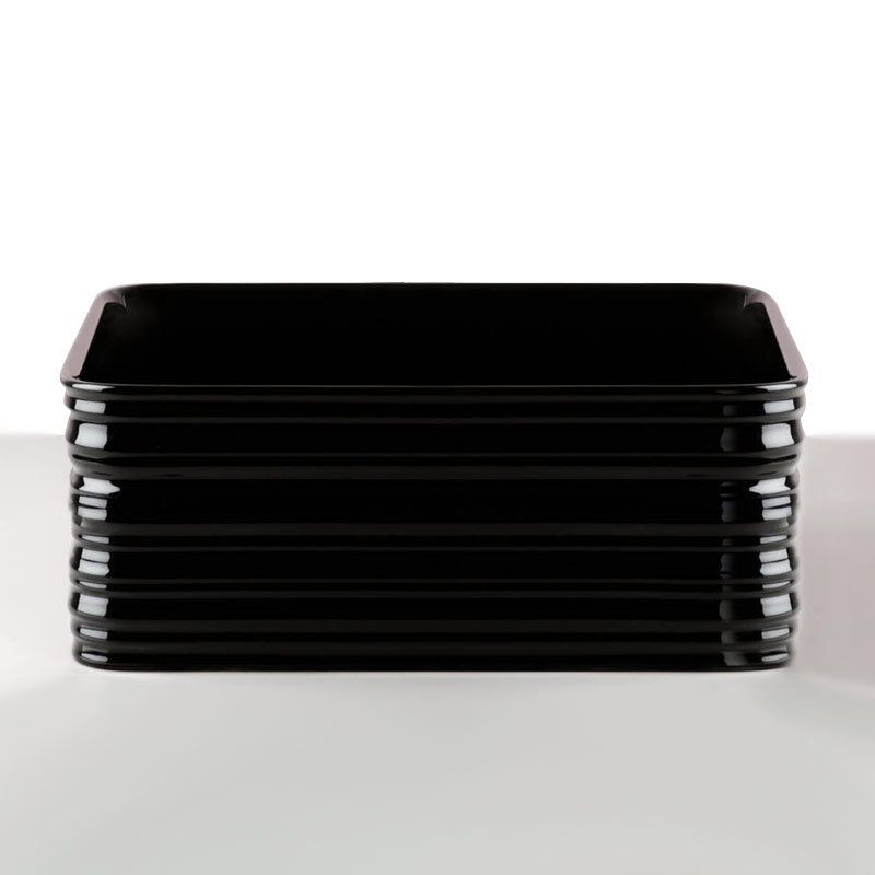 Vasque à poser carrée, céramique, noir brillant - 38 x 38 cm, Strip