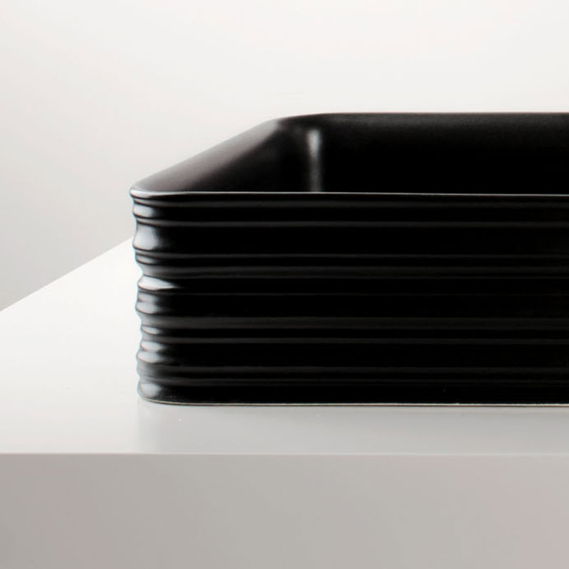 Vasque à poser rectangulaire, céramique, noir brillant - 68 x 38 cm, Strip