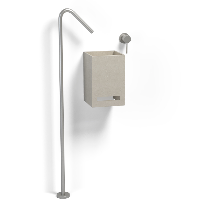 Lave-mains avec porte-serviette, 20x20 cm, terrazzo beige, T12