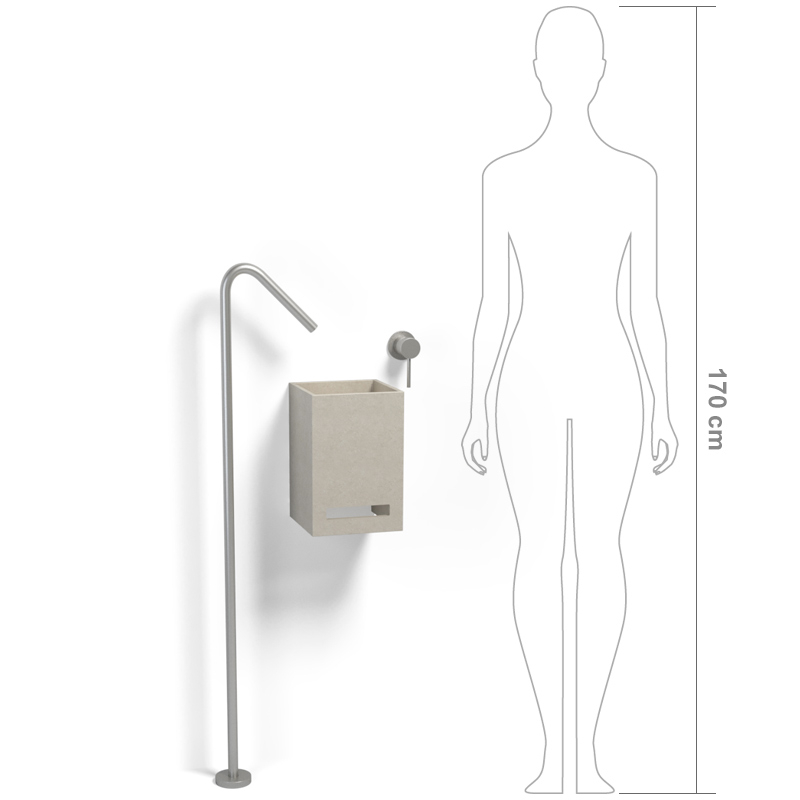 Lave-mains avec porte-serviette, 20x20 cm, terrazzo beige, T12