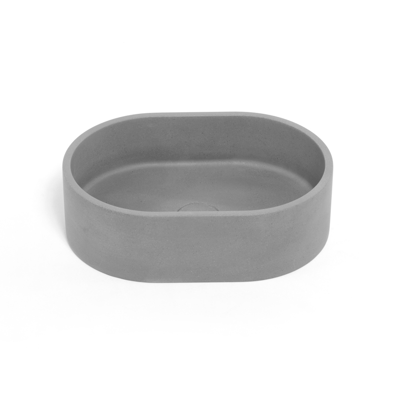 Vasque béton ovale, 40x28 cm, gris béton, T3