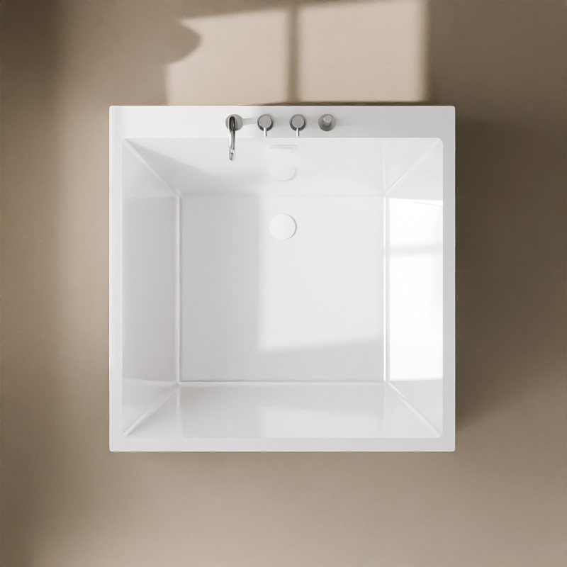Baignoire îlot carrée blanc brillant, 120x120 cm,Tetra