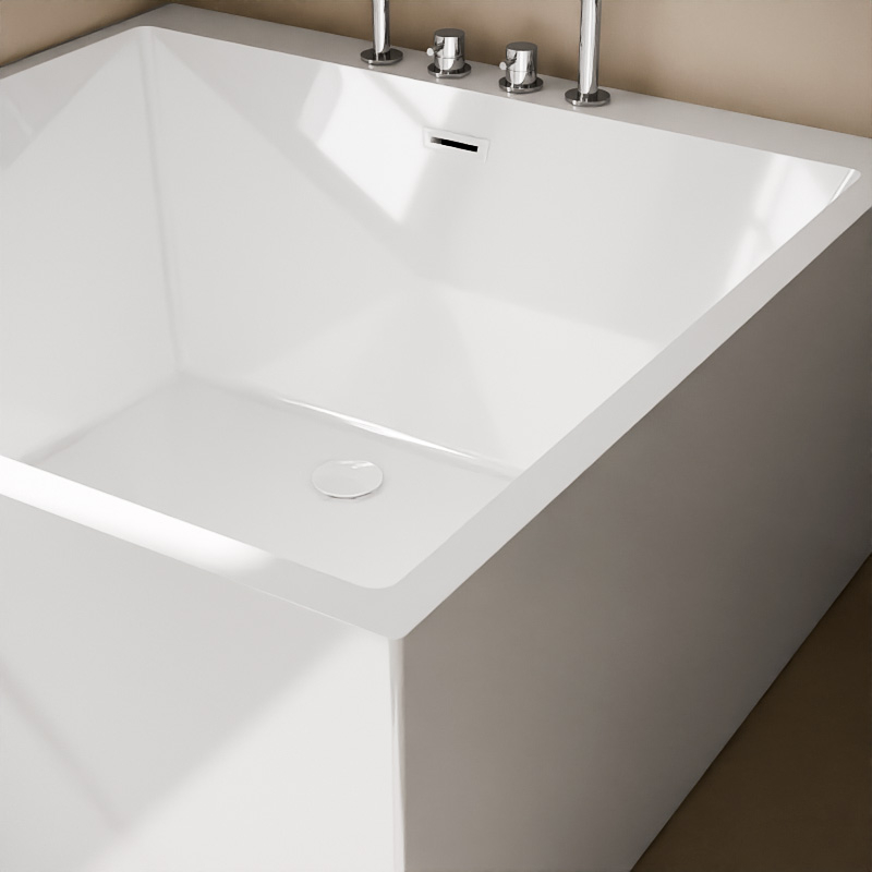 Baignoire îlot carrée blanc brillant, 120x120 cm,Tetra