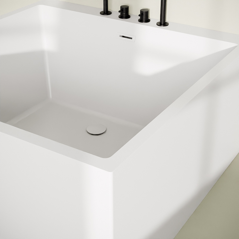 Baignoire îlot carrée blanc mat, 120x120 cm, Tetra