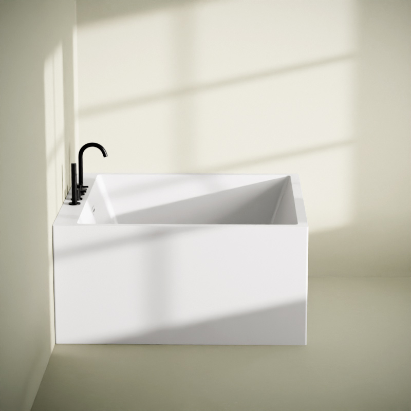 Baignoire îlot carrée blanc mat, 120x120 cm, Tetra