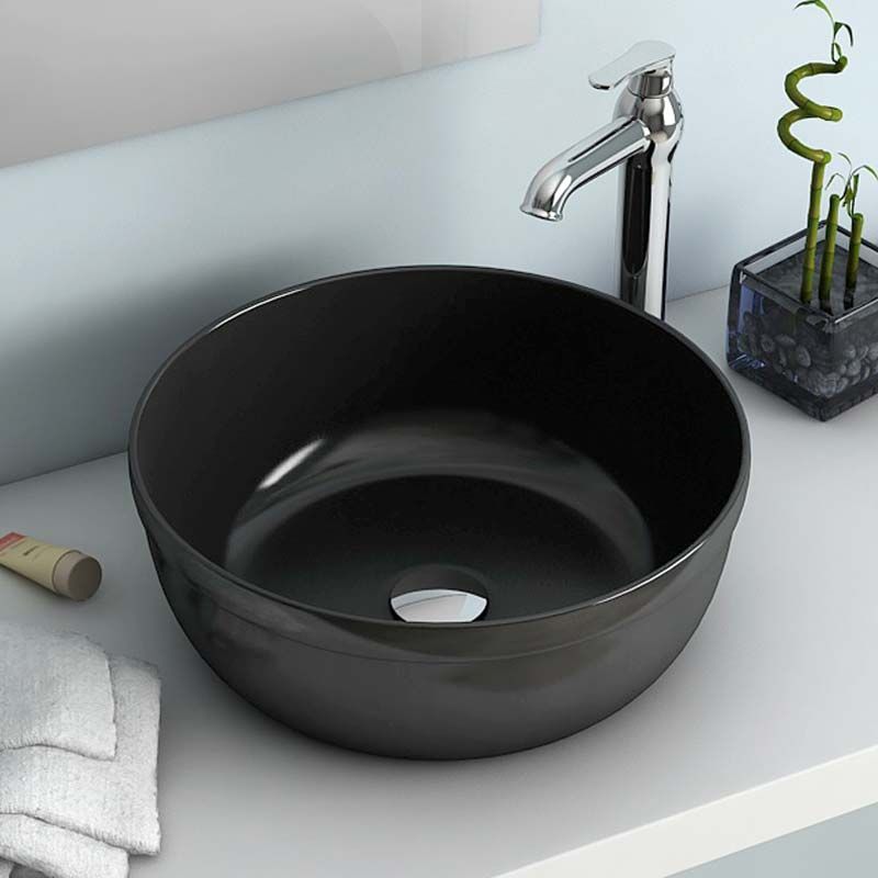 Vasque à poser ronde noir 39 cm céramique, Pure Fine