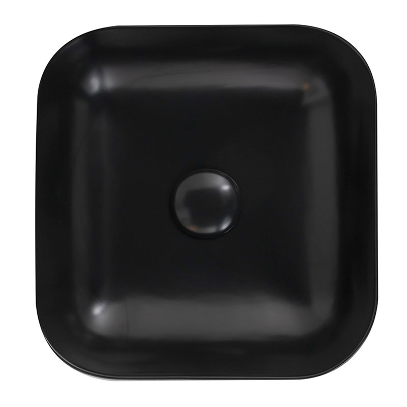 Vasque à poser 41 x 41 cm carrée, céramique, Noir mat, made in France, Desvres