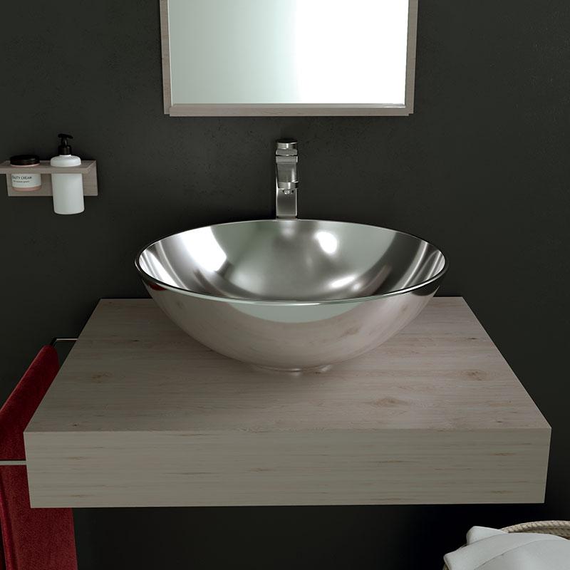Vasque à poser ronde en céramique, argent - Ø40 cm - Balea