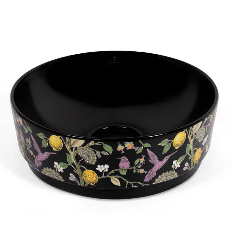 Vasque à poser, 39,7x13,8 cm, Porcelaine de Paris, Noir mat, Menton