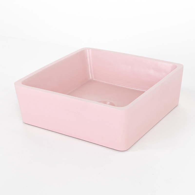 Vasque béton, 38x38 cm, rose, Cube