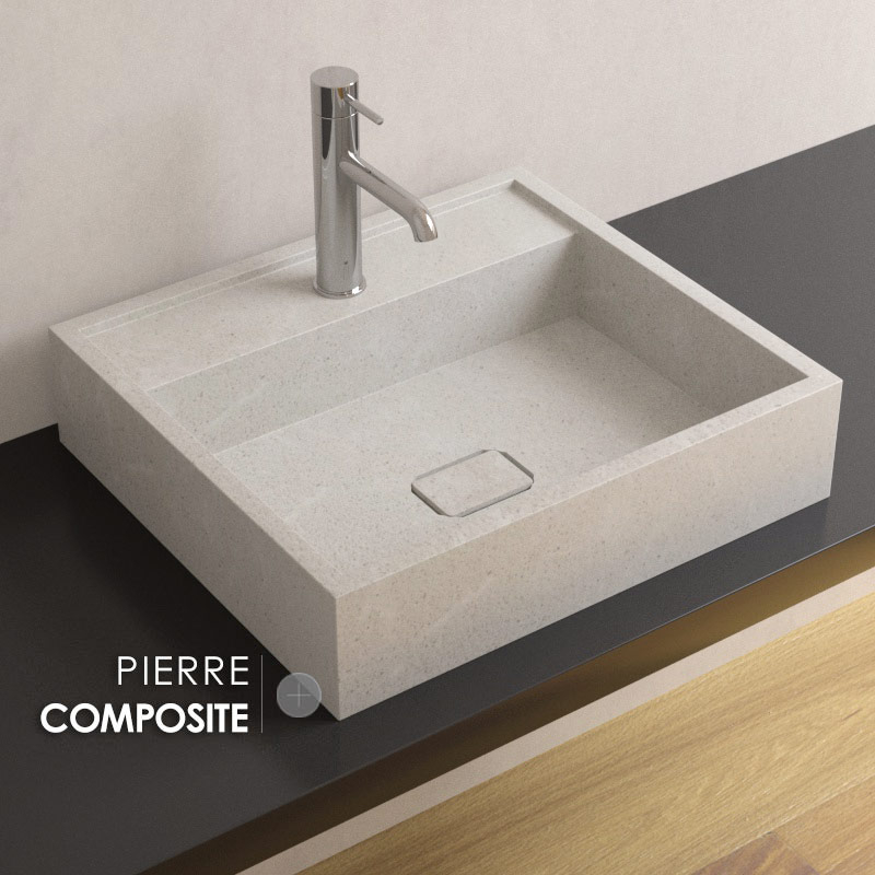 Vasque 50x45 cm, en pierre reconstituée gris polar, Marino