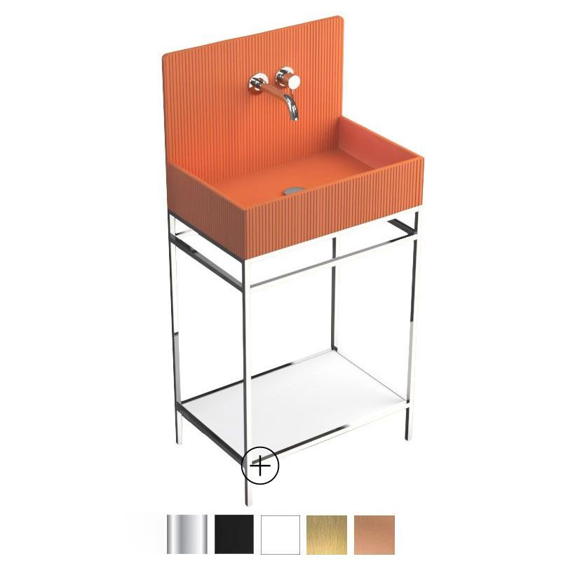 Lavabo sur pieds à poser 60x38 cm, aspect béton orange, Roneo