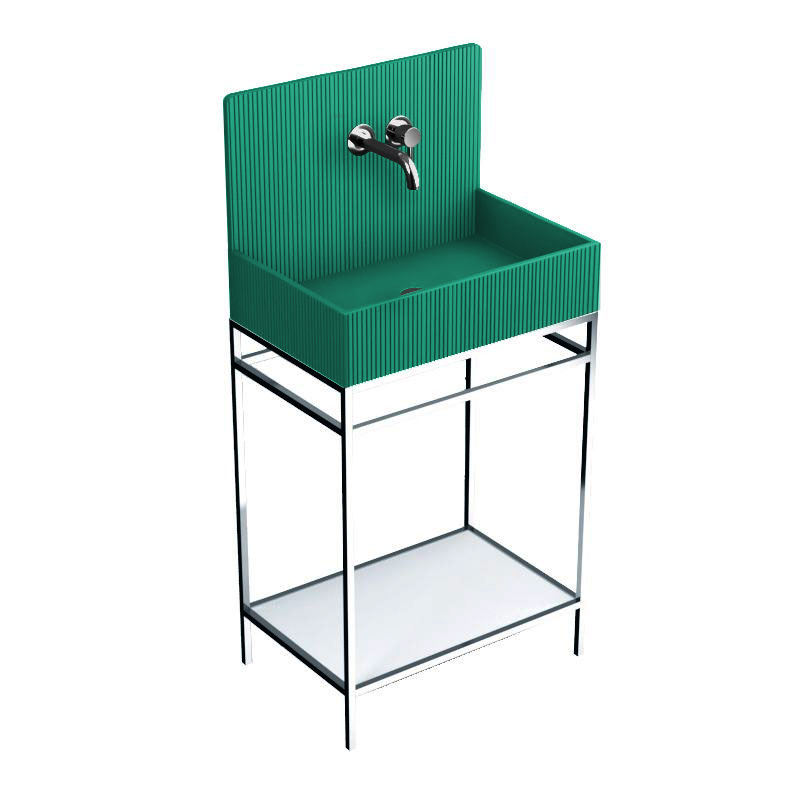 Lavabo sur pieds à poser 60x38 cm, aspect béton vert, Roneo