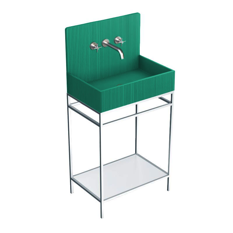 Lavabo sur pieds à poser 60x38 cm, aspect béton vert, Roneo