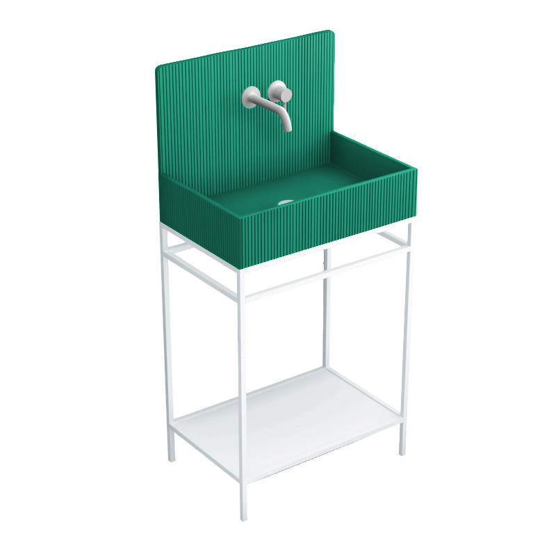 Lavabo sur pieds à poser 60x38 cm, aspect béton vert, Roneo