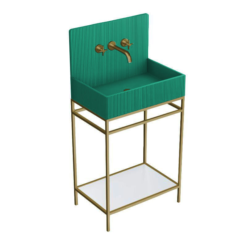 Lavabo sur pieds à poser 60x38 cm, aspect béton vert, Roneo