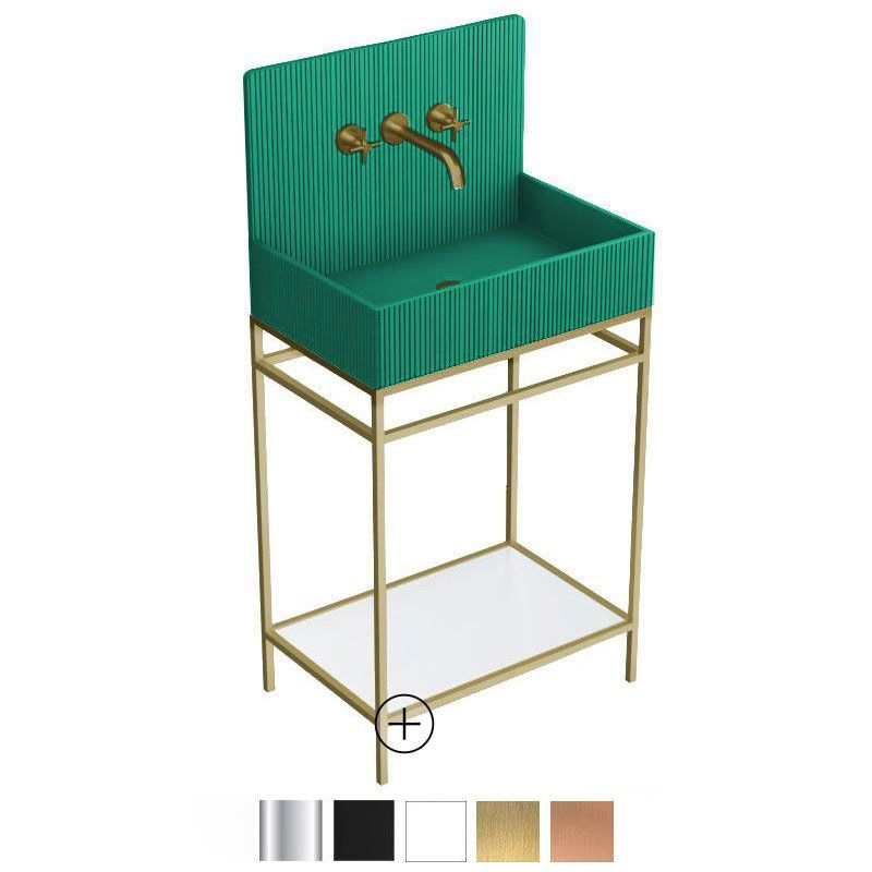 Lavabo sur pieds à poser 60x38 cm, aspect béton vert, Roneo