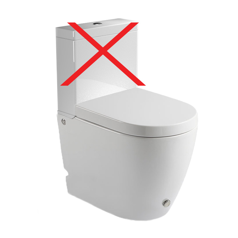 WC à poser blanc brillant ne nécessitant pas de réservoir + abattant, W3.0